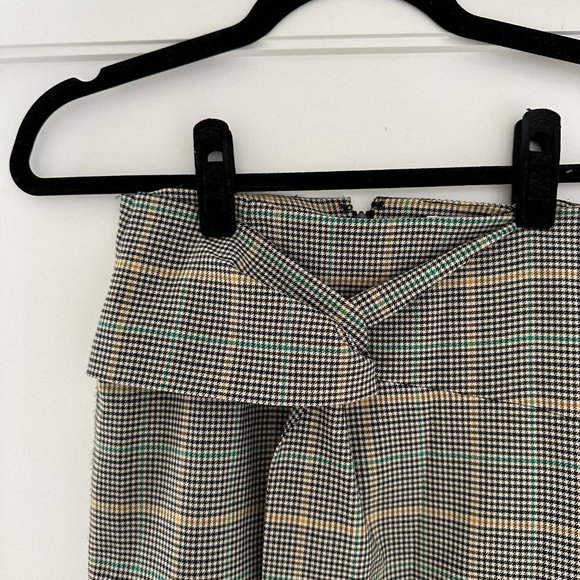 BA&SH Grena Mini Skirt Houndstooth Plaid Multicolor Wrap Style High Low Front - Picture 5 of 11